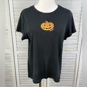 OLD NAVY Women's Halloween Jack o' Lantern T-shirt Black/Orange-XL